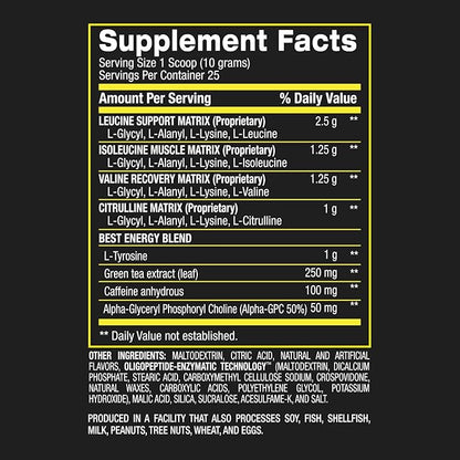 BPI Sports Best BCAA with Energy - Healthy BCAA Powder - Improved Performance - Lean Muscle Building - Accelerated Recovery - Proprietary Energy Blend - Watermelon Ice - 25 Servings - 8.8 oz.