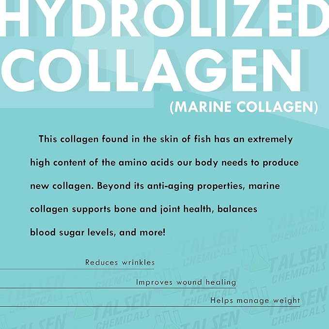 Pure Marine Collagen Powder, DIY Marine Collagen Peptides Powder for Hair, Skin Elasticity and Hydration Cosmetic Grade, (8 Ounce / 226 Gram)