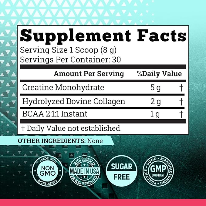 5000mg Creatine Monohydrate Powder Optimized for Women +2000mg Collagen +1g BCAA 2:1:1 (No Fillers) Supports Lean Muscles & Recovery, Pump, Energy & Stamina - Micronized, Natural & Made in USA