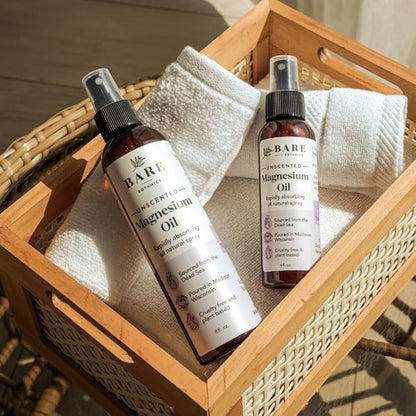 Bare Botanics Unscented 16oz Pure Magnesium Oil Spray from The Dead Sea | Rapidly Absorbing | Handpoured in Madison, WI | Supports Sleep & Soothes Sore Muscles