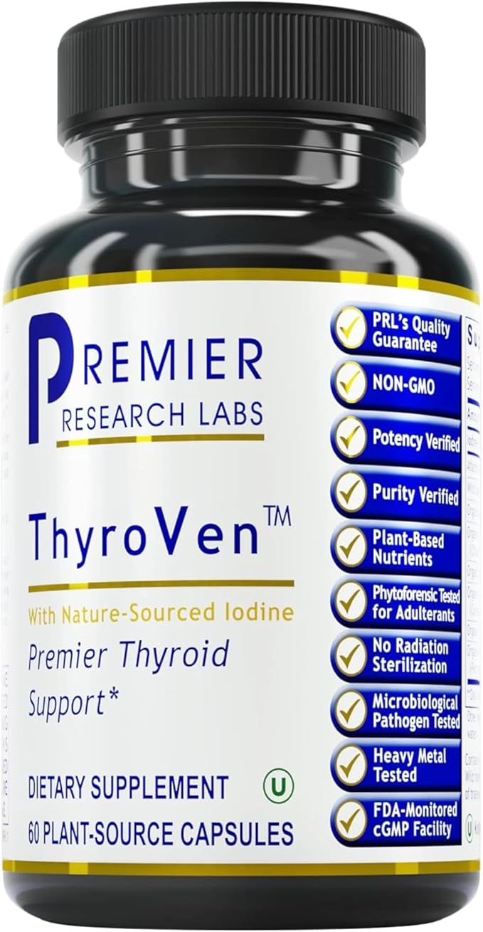 Premier Research Labs ThyroVen - Thyroid Support for Women, Thyroid Support for Men, Thyroid Supplement, Thyroid Support Complex with Naturally-Sourced Iodine - 60 Capsules