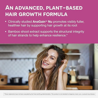 EZ Melts Dissolvable Women’s Multivitamin + Hair Growth with Biotin, Bamboo Extract & Clinically Studied AnaGain™ Nu, Supports Visibly Healthier, Stronger Hair, Sugar-Free Peach Flavor, 1-Month