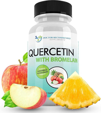 DOCTOR RECOMMENDED SUPPLEMENTS Quercetin 800mg w/Bromelain 165mg Per Serving- 120 Veggie Capsules-Full 60 Day Supply, Vitamin Supplement, Bioflavonoids, Gluten Free, Non-GMO (Pack of 3)