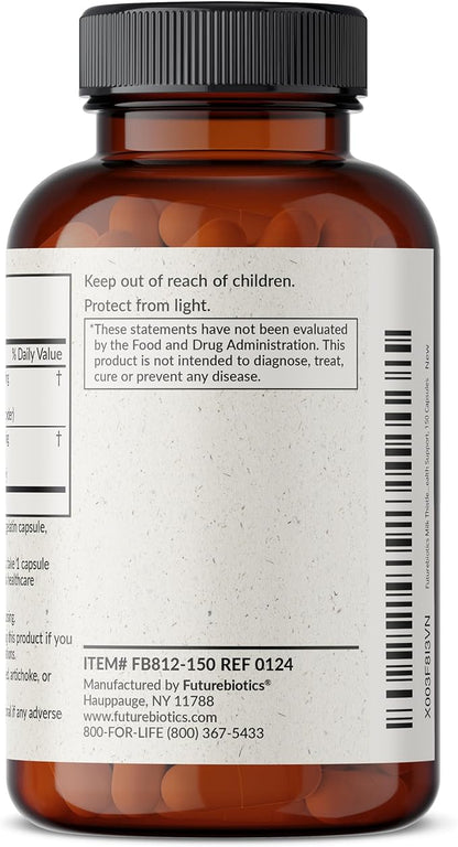 Futurebiotics Milk Thistle Silymarin Marianum & Dandelion Root Liver Health Support, Antioxidant Support, Detox, 150 Capsules