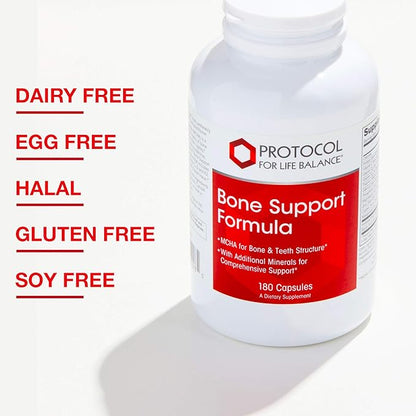 Protocol Bone Support Formula - for Bone Strength & Density* - with Calcium Hydroxyapatite, Boron & Phosphorus - Supplement for Teeth & Bone Health* - Dairy & Soy Free - 180 Caps