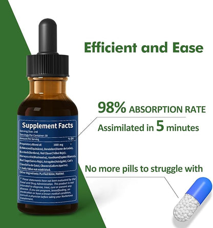 Cleavers Lymphatic Drainage Drops for Lymph Detox Cleanse, Gotas de Equinacea y Diente de Leon para Drenaje Linfatico, Lymphedema Support Formula with Echinacea, Use with Massage Tool. 4oz