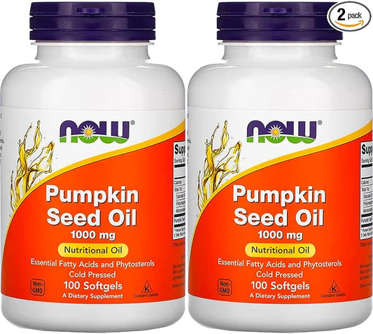 Now Foods Pumpkin Seed Oil 1000mg Soft-gels, 200-Count (100X2)