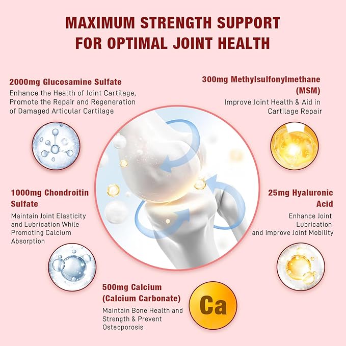 2 Pack Enhanced Glucosamine Chondroitin Gummies with MSM for Adults - Extra-Strength Joint Health & Flexibility, Antioxidant & Immune Support Supplement, 120 Count