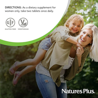 NaturesPlus Source of Life Women Multivitamin - 120 Vegetarian Tablets - Whole Foods, Enzymes & Minerals - Overall Health, Energy - Gluten-Free - 60 Servings