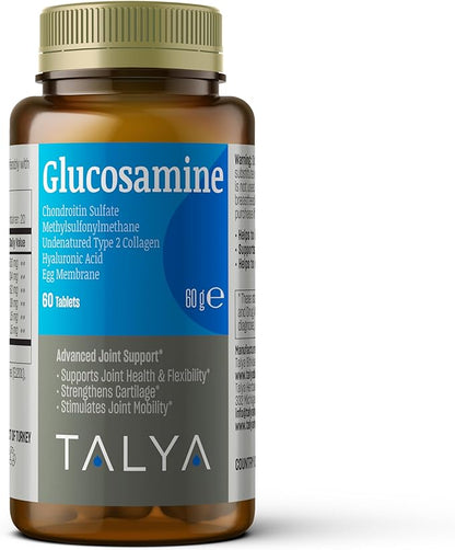 Glucosamine Supplement 1500 mg - 1 Month Supply - with Chondroitin, MSM, Collagen, Hyaluronic Acid - Non-GMO, 60 Tablets - Supports Joint Mobility and Comfort