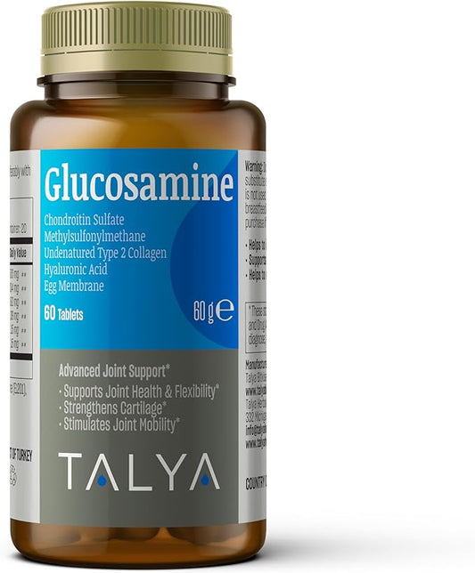 Glucosamine Supplement 1500 mg - 1 Month Supply - with Chondroitin, MSM, Collagen, Hyaluronic Acid - Non-GMO, 60 Tablets - Supports Joint Mobility and Comfort