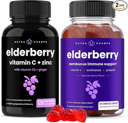 NutraChamps Elderberry Capsules and Gummies Bundle