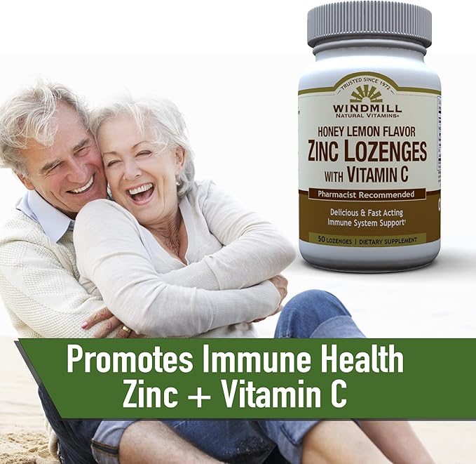 Windmill ZINC LOZ W/VIT C 100MG H/L WML 50, 9 Ounce (Pack of 2)