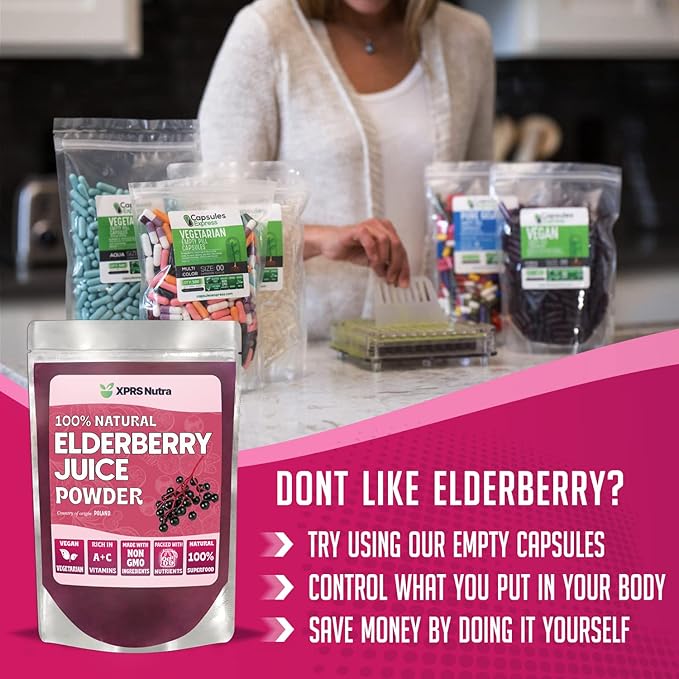 XPRS Nutra Elderberry Juice Powder - Elderberry Powder Organic Fruit Juice Mix - Powdered Elderberries Supplement Rich in Vitamins A and C (4 oz)