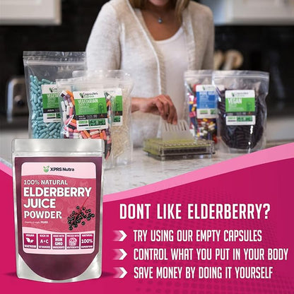 XPRS Nutra Elderberry Juice Powder - Elderberry Powder Organic Fruit Juice Mix - Powdered Elderberries Supplement Rich in Vitamins A and C (4 oz)