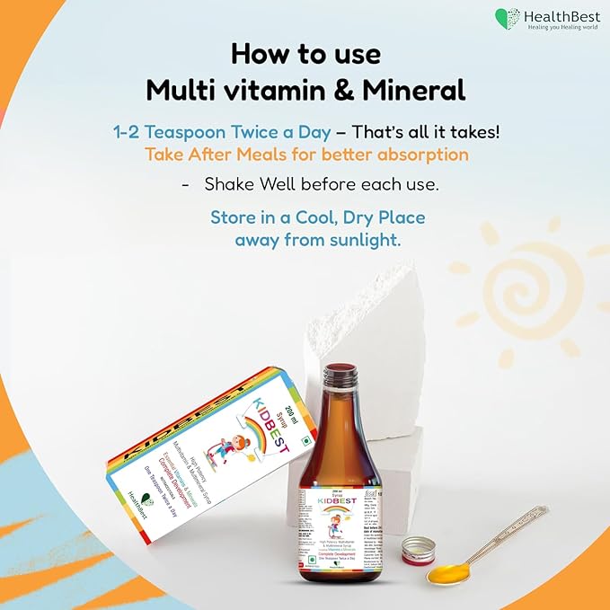 Kidbest Multivitamin Syrup for 3-13 Years Kids | 200ml