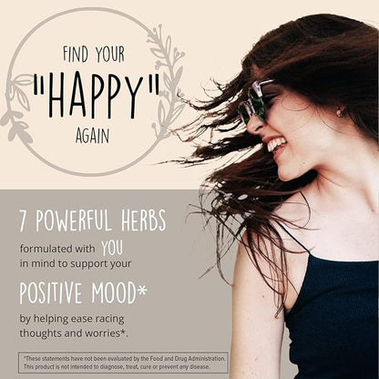 Joy-Filled Mood Support Supplement with St Johns Wort Capsules 120 Ct | Stress Relief Supplement with Rhodiola Rosea, Eleuthero | Helps Calm The Mind & Body | 100% Plant-Based Happy Pills | Herbal