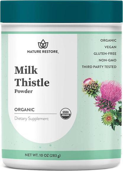 Nature Restore USDA Certified Organic Milk Thistle Seed Powder, 10 Ounces, Packaged in California