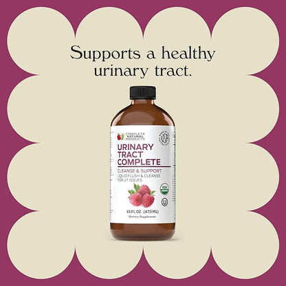 Complete Natural Products Urinary Tract Complete 16oz - Liquid Supplement for Urinary Tract Health with Organic Cranberry, D-Mannose, Beet Root, Fennel Seed, and Turmeric