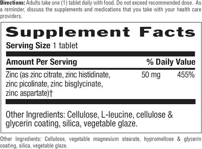 Country Life Target-Mins Zinc 50 mg 180 Tablets - Zinc Supplements for Immune Health - Zinc 50mg - Zinc Support