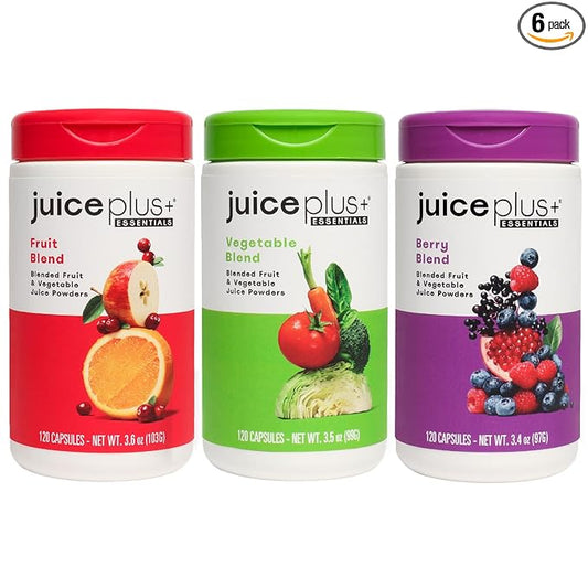 Juice Plus+ Fruit, Vegetable & Berry Blend - Fruit and Vegetable Supplement for Immune Support, Cognitive Health & Radiant Skin - 3 Bottles, (120 Capsules Each)