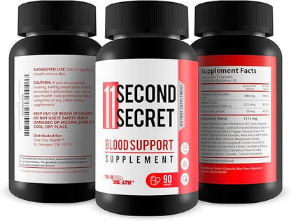 11 Second Secret Blood Support Supplement - Our Best Sugar Health Blood Health Formula - Advanced Blood Health Formula - Turmeric Berberine Cinnamon Gluco Support Supplement