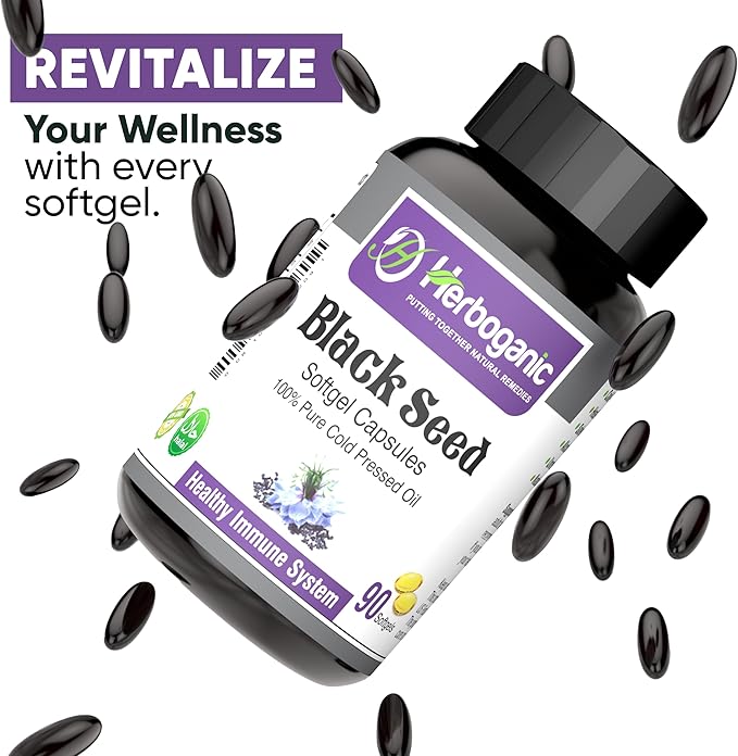 Cold Pressed Black/Seed Oil Softgels Capsules - 90 Count - Blended with Other Herbal Products-Supports Overall Health welness and Immunity (Black-Seed)
