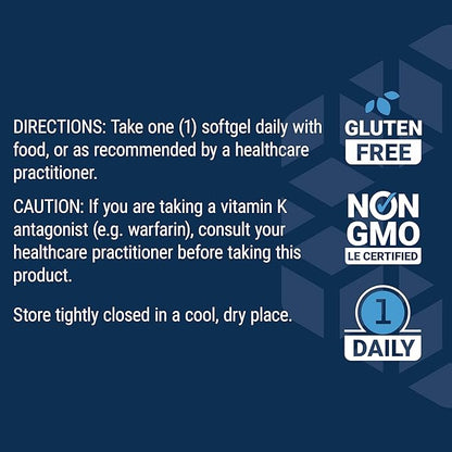 Life Extension Super K, vitamin K1, vitamin K2 mk-7, vitamin K2 mk-4, vitamin C, bone/heart/arterial health, 3-month supply, Gluten-Free, 1 Daily, Non-GMO, 90 softgels