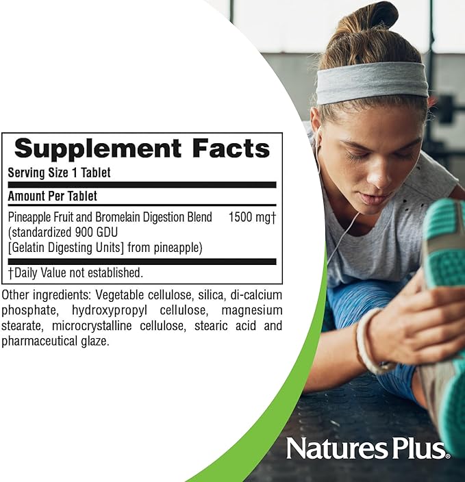 Natures Plus Ultra Bromelain - 60 Tablets - 1500 mg of Pineapple Bromelain - Provides Joint Support and Promotes Digestive Health - 60 Servings