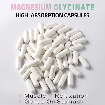 Magnesium Glycinate 400 MG per Serving 100% Chelated for High Absorption, Gentle On Stomach, Non-GMO, 90 Vegetarian Capsules
