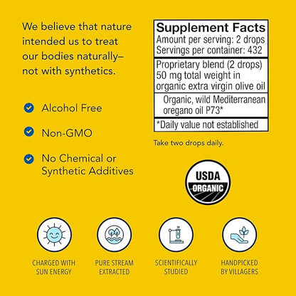 NORTH AMERICAN HERB & SPICE Super Strength Oreganol - 1 fl. oz. - Unprocessed, Wild, Organic Oregano Oil - Mediterranean Source P73 - Non-GMO - 432 Servings