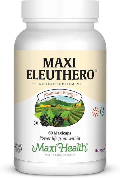 Maxi Health Eleuthero - 0.8% Eleutherosides - Stress and Energy Formula - 60 Capsules - Kosher (QSG)