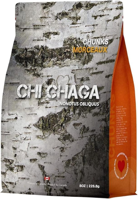 Premium Organic Chaga Mushroom Chunks - 8 oz of Authentic 100% Wild Harvested Canadian Chaga Tea - Superfood