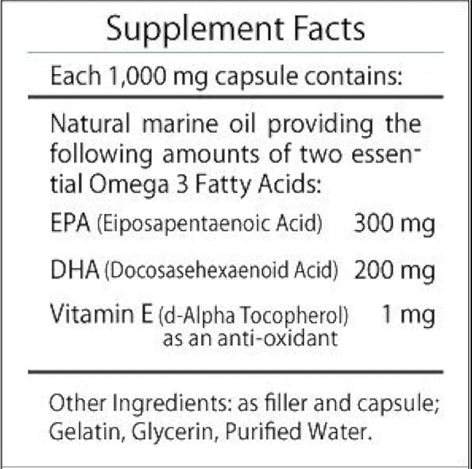 Omega 3 Marine Lipid EPA (Eicosapentaenoic Acid) (900 mg), DHA (Docosahexaenoic Acid) (600 mg), Vitamin E (D-Alpha Tocopherol) (3mg) - 60 Soft Gels