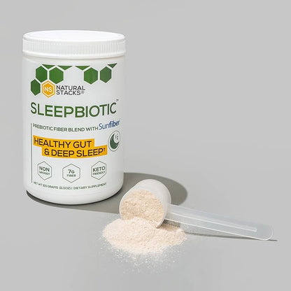 SleepBiotic Prebiotic Fiber Blend - Prebiotic Fiber Powder w/German Chamomile & Green Banana Flour - Prebiotic Powder Fiber Supplement for Healthy Gut 292g [20 Servings]