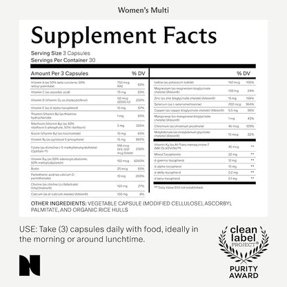 Needed. Multivitamin for Women with 23 Vitamins, Minerals and Antioxidants - Daily Womens Multivitamin - Vitamin B12, B6, D3, Choline, Calcium, Biotin, Magnesium, Folate and More, Citrus Scent Insert