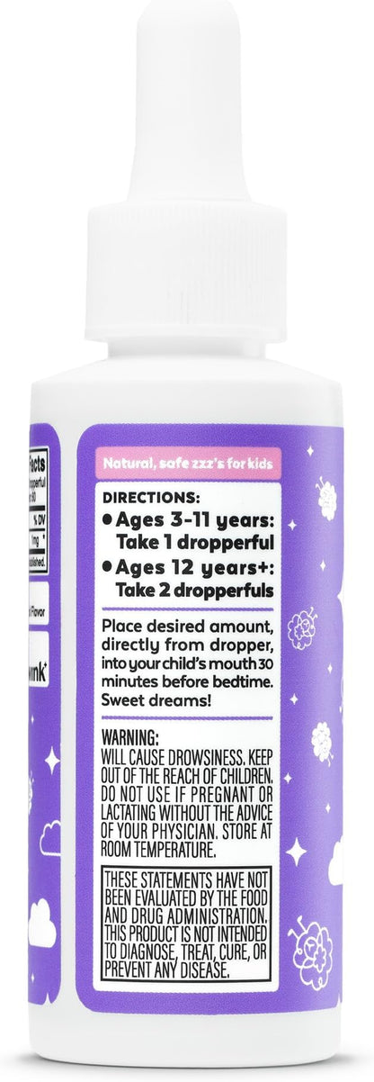 Wink Well Kids Liquid Melatonin Drops- Natural Baby Sleep Drops for Infants- Toddler Sleep Aid with 1mg Per Serving-Non-Addictive Children's Liquid Melatonin- 2 Oz