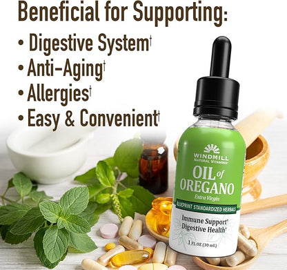 Windmill Natural Vitamins Oil of Oregano, Herbal Blend for Immune Support, Supports Digestive Health, 1 fl oz, 448 Servings (Pack of 2)