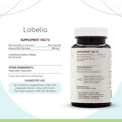 Lobelia 60 Capsules, 750 mg, Lobelia (Lobelia spp.) Dried Herb (60 Capsules)
