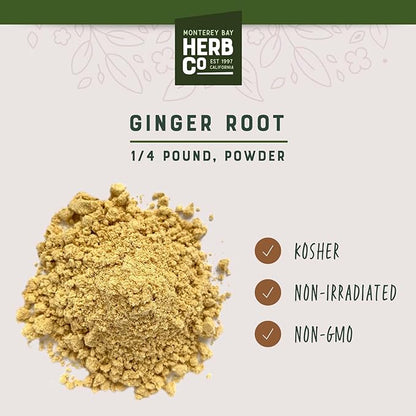 MONTEREY BAY HERB CO. Ginger Root Powder | Pungent Spice | Add to Foods | Use in Bath Soaks & Body Scrubs (1/4 Pound, Powder)