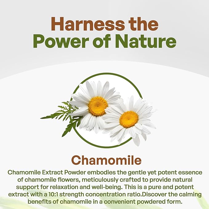 Go Nutra Chamomile Extract Powder 10:1 Strength Apigenin Supplement 8 oz. Herbal Extract