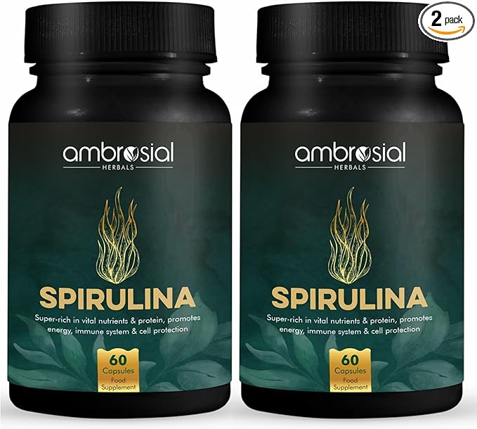AMBROSIAL Spirulina Capsules 500 mg (Pack of 2-120 Capsules)