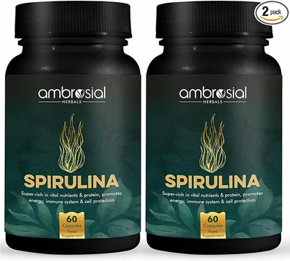 AMBROSIAL Spirulina Capsules 500 mg (Pack of 2-120 Capsules)
