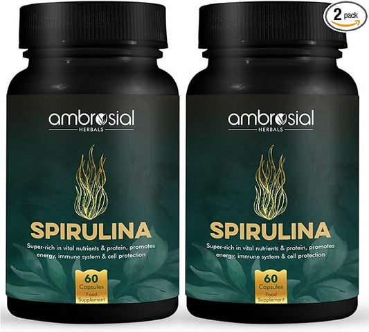 AMBROSIAL Spirulina Capsules 500 mg (Pack of 2-120 Capsules)
