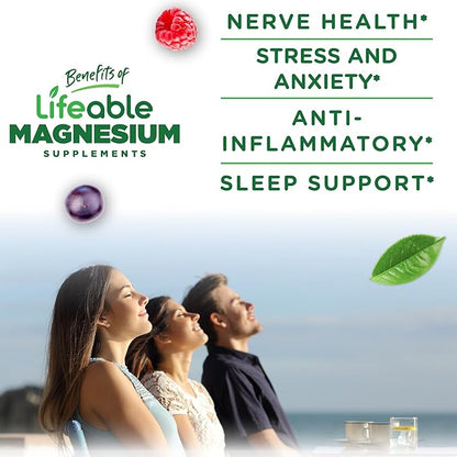 Magnesium Citrate Gummies | 250mg Elemental Magnesium from 2,130mg Magnesium Citrate | Great Tasting Magnesium Supplement | Stress Relief Support for Adults | 90 Magnesium Gummies | Lifeable