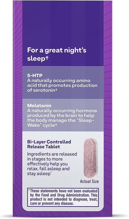 Natrol Advanced Sleep Melatonin + 5HTP, 6mg, Calming Sleep Aid for Restful Sleep, 60 Time-Release Tablets, 60-Day Supply (Pack of 12)
