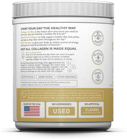 Protein Powder Combined with Premium Columbian Coffee; Grass-Fed, Non GMO, 12g Peptides, MCT Coconut Oil Powder, Soy Free, Gluten Free, Sugar Free, 40mg Caff/Srving; Chai Latte 25 Srvg