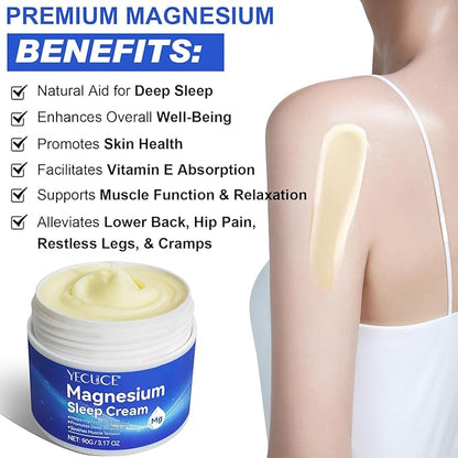 Magnesium Cream for Feet, Magnesium Oil for Feet, Magnesium Lotion, Magnesium Cream 3.17 OZ, Topical Magnesium, Soothes Muscle Tension, High Concentration Genuine Zechstein Topical Magnesium Chloride