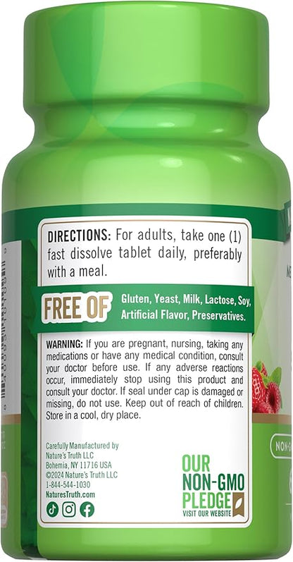 Nature's Truth B12 Vitamin 5000 mcg | 60 Tablets | Fast Dissolve Natural Berry Flavor | Vegan, Non-GMO & Gluten Free Supplement