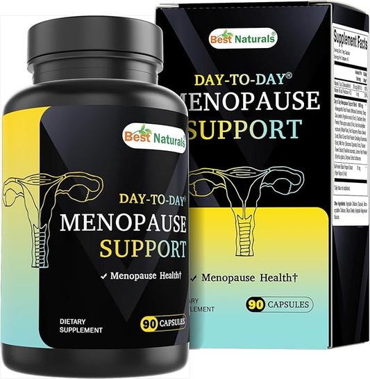 Best Naturals Day-to-Day Menopause Supplements for Women with Ashwagandha, Dong Quai, Chastberry, Kelp, Red Raspberry, Black Cohosh & BioPerine 90 Veg Capsules